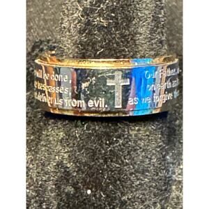 Gold & Silver Tone Lords Prayer Ring Size 7 Prayer Articulates